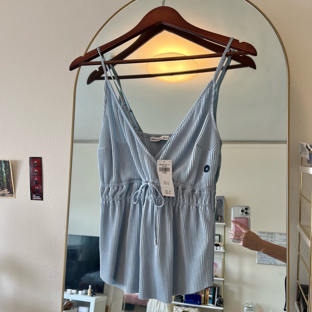 Abercrombie & Fitch Light Blue Tie Waist Blouse TAGS ON XS